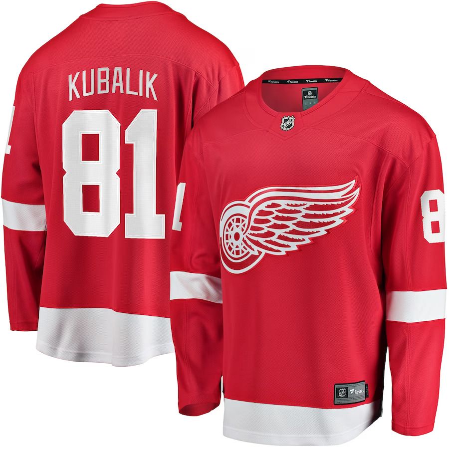Men Detroit Red Wings #81 Dominik Kubalik Fanatics Branded Red Home Breakaway Player NHL Jersey->women nhl jersey->Women Jersey